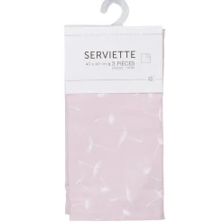 Serviette de table rose et blanc x3