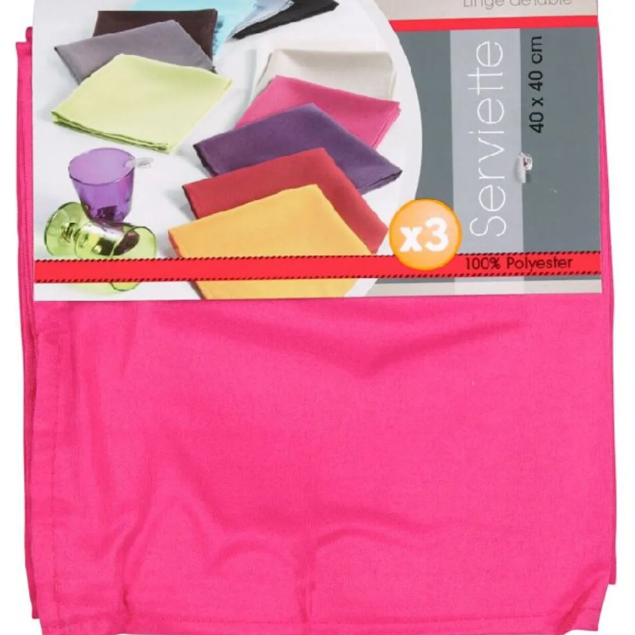 Serviette de table rose fuchsia x3