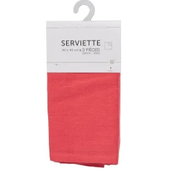 Serviette de table rose unie x3