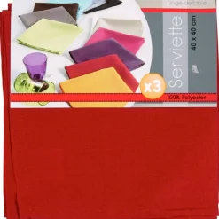 Serviette de table rouge x3