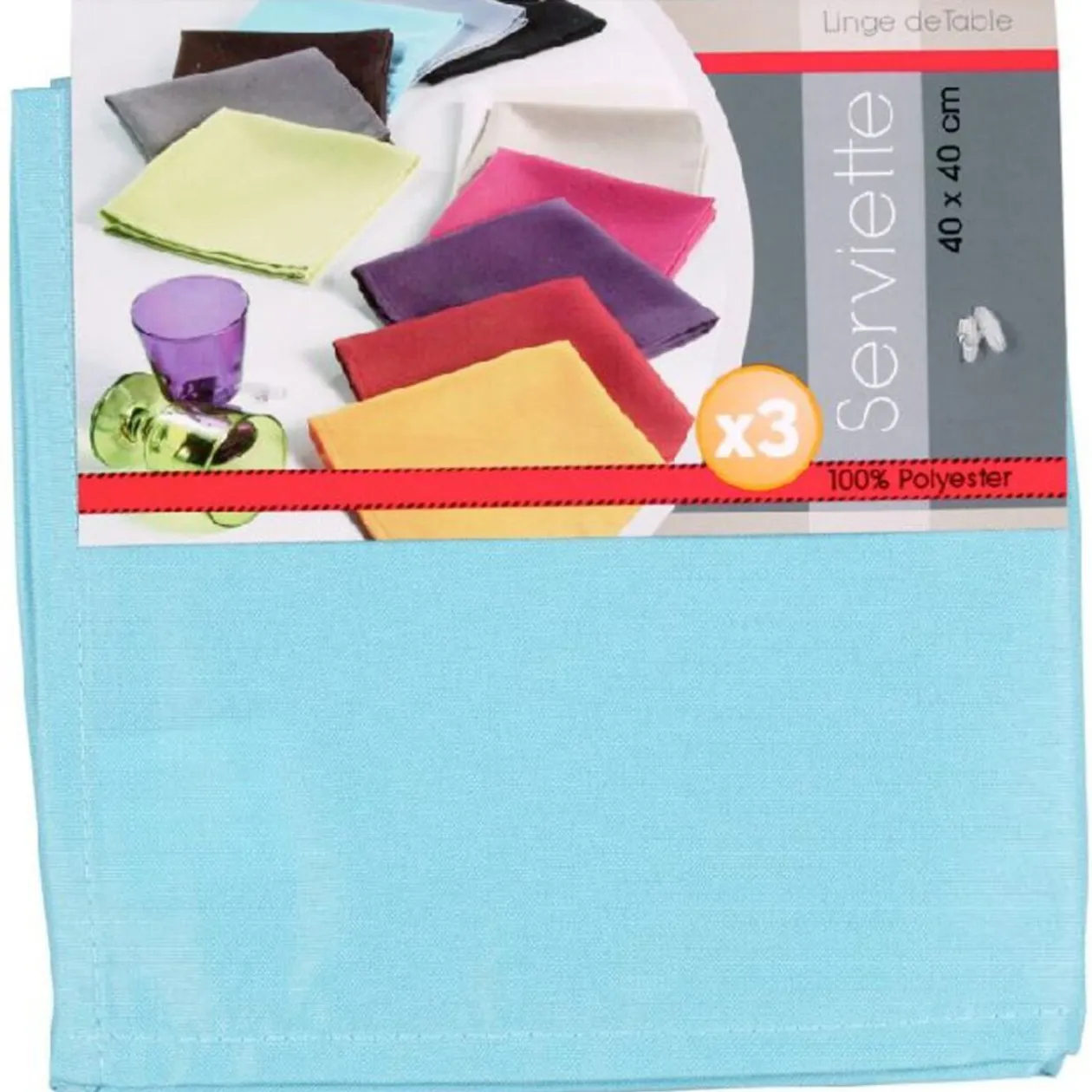 Serviette de table turquoise x3
