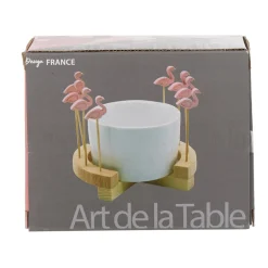 Set apéritif Aloha coupelle et pique flamant rose x 8