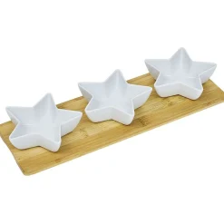 Set apéritif plateau bambou et coupelle étoile x3