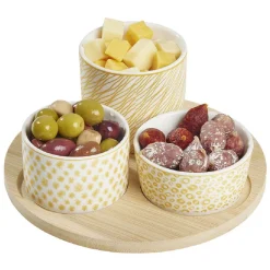Set apéro plateau bambou Ø20cm et coupelle x3