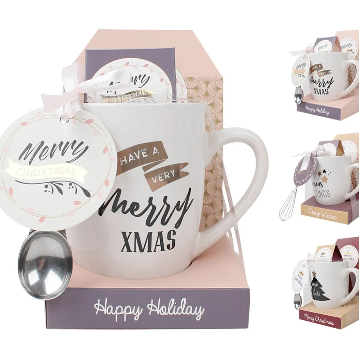 Set Cadeau tasse à thé et/ou chocolat avec sa cuillère 4 modèles