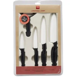 Set céramique couteau x4 avec économe x1 blanc et noir