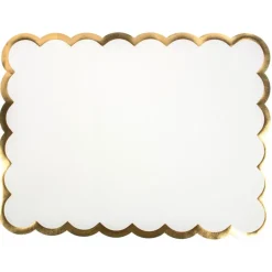 Set de table biscuit blanc bordure doré x6