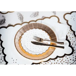 Set de table biscuit blanc bordure doré x6