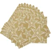 Set de table doré décor blanc x10