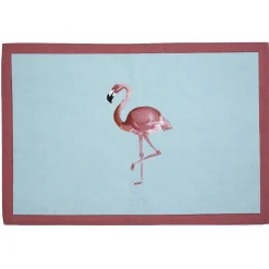 Set de table en coton imprimé flamant rose bleu
