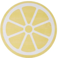 Set de table en plastique rond tranche de citron jaune