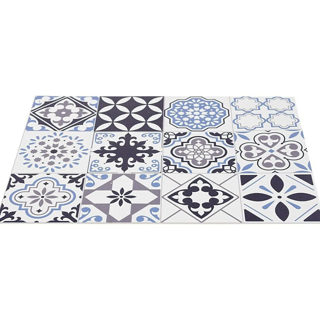 Set de table en vinyle motif carreaux de ciment bleu gris