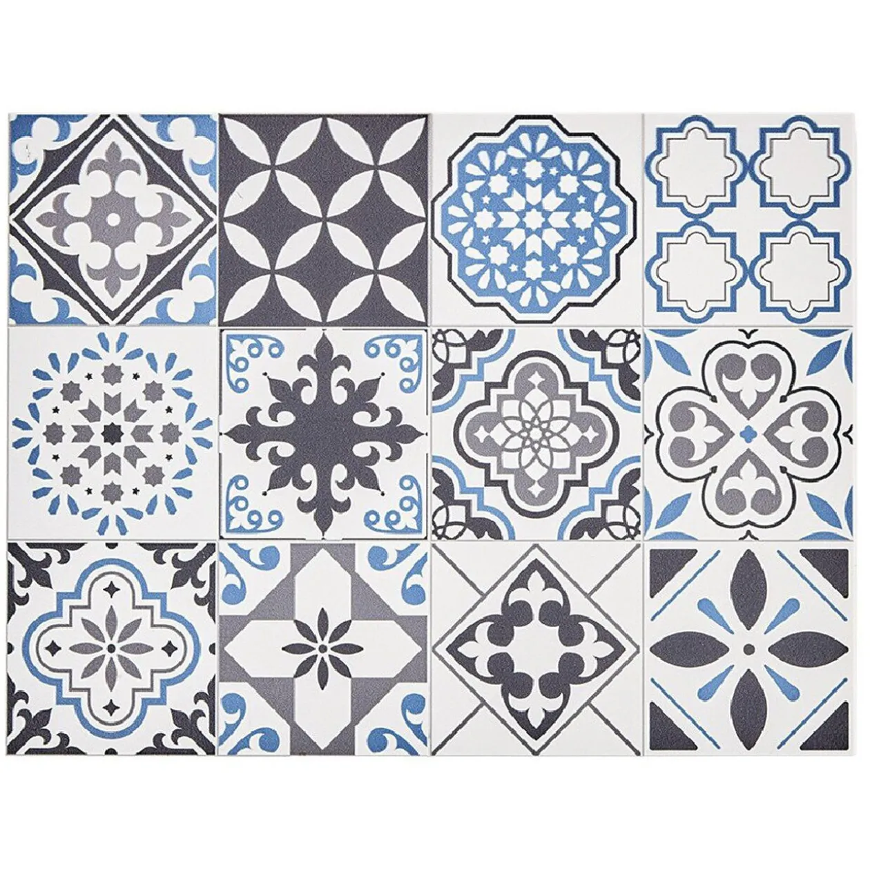 Set de table en vinyle motif carreaux de ciment bleu gris