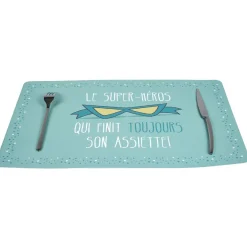 Set de table enfant bleu design super-héros