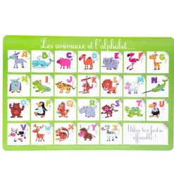 Set de table enfant design animaux et alphabet