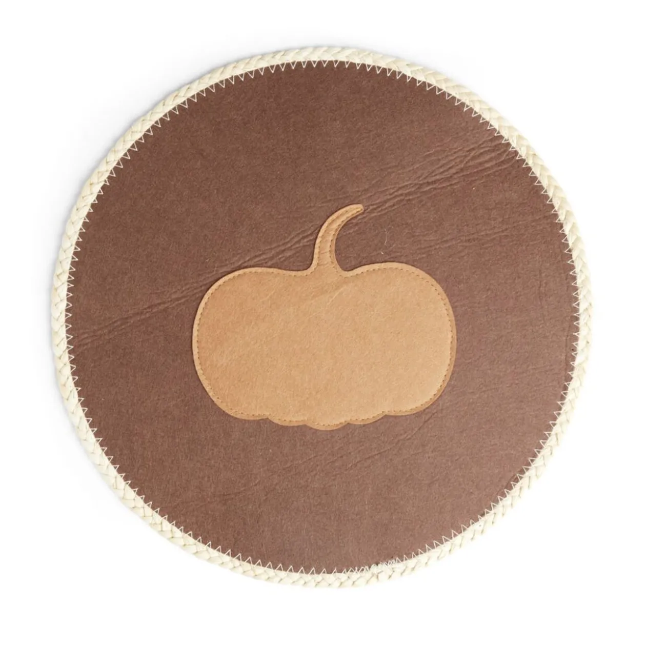 Set de table motif citrouille polyester effet feutrine Ø38cm marron