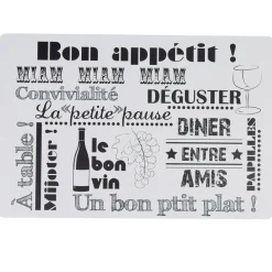 Set de table noir blanc design bon appétit