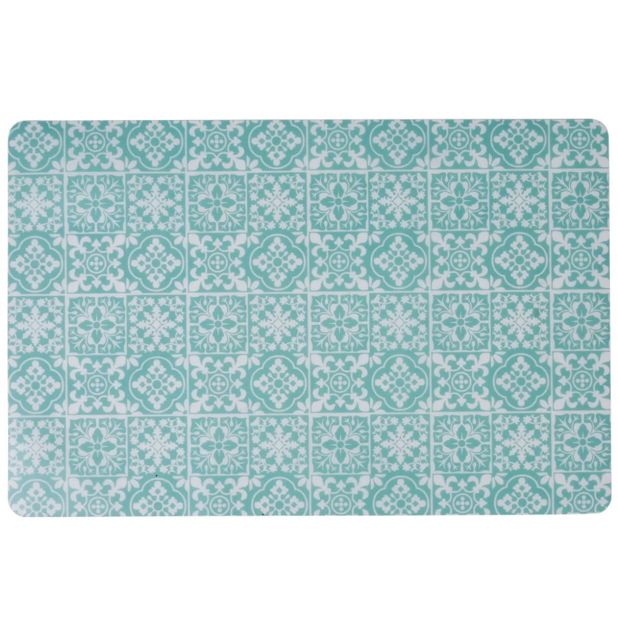 Set de table plastique décor carreaux de ciment vert d'eau