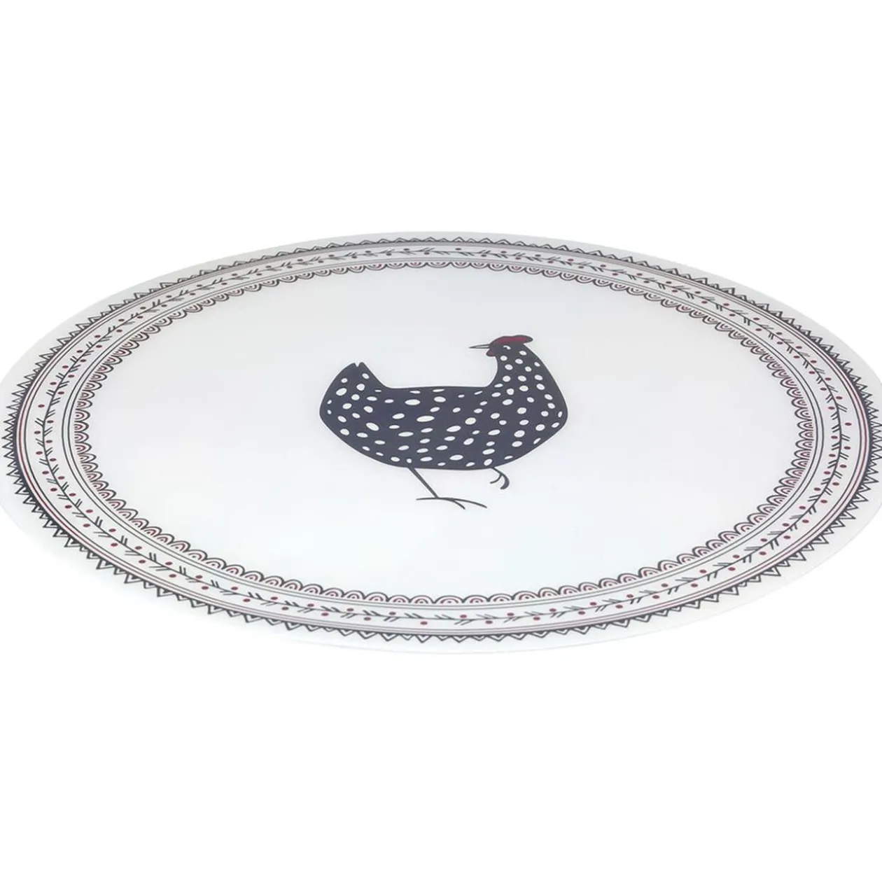 Set de table plastique imprimé poule Ø38 cm