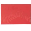 Set de table rectangulaire rouge motif feuilles