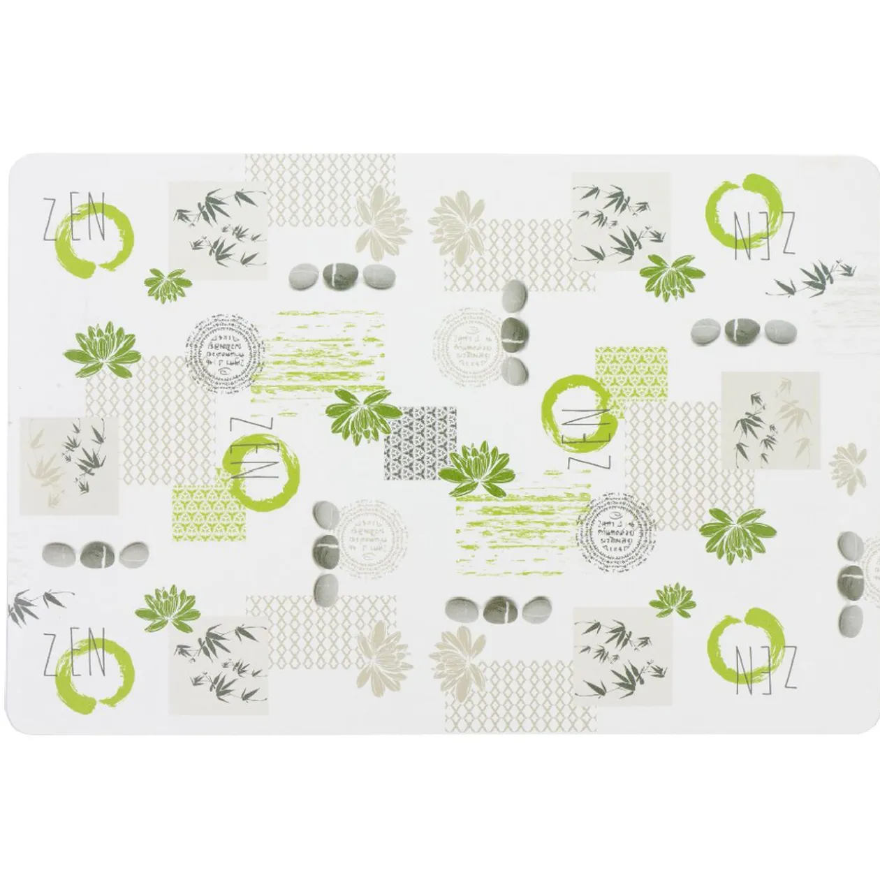Set de table rectangulaire plastique décor galets zen