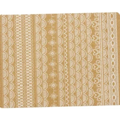 Set de table rectangulaire en liège imprimé dentelle naturel blanc