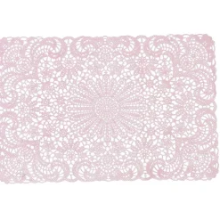 Set de table rectangulaire plastique aspect dentelle uni rose