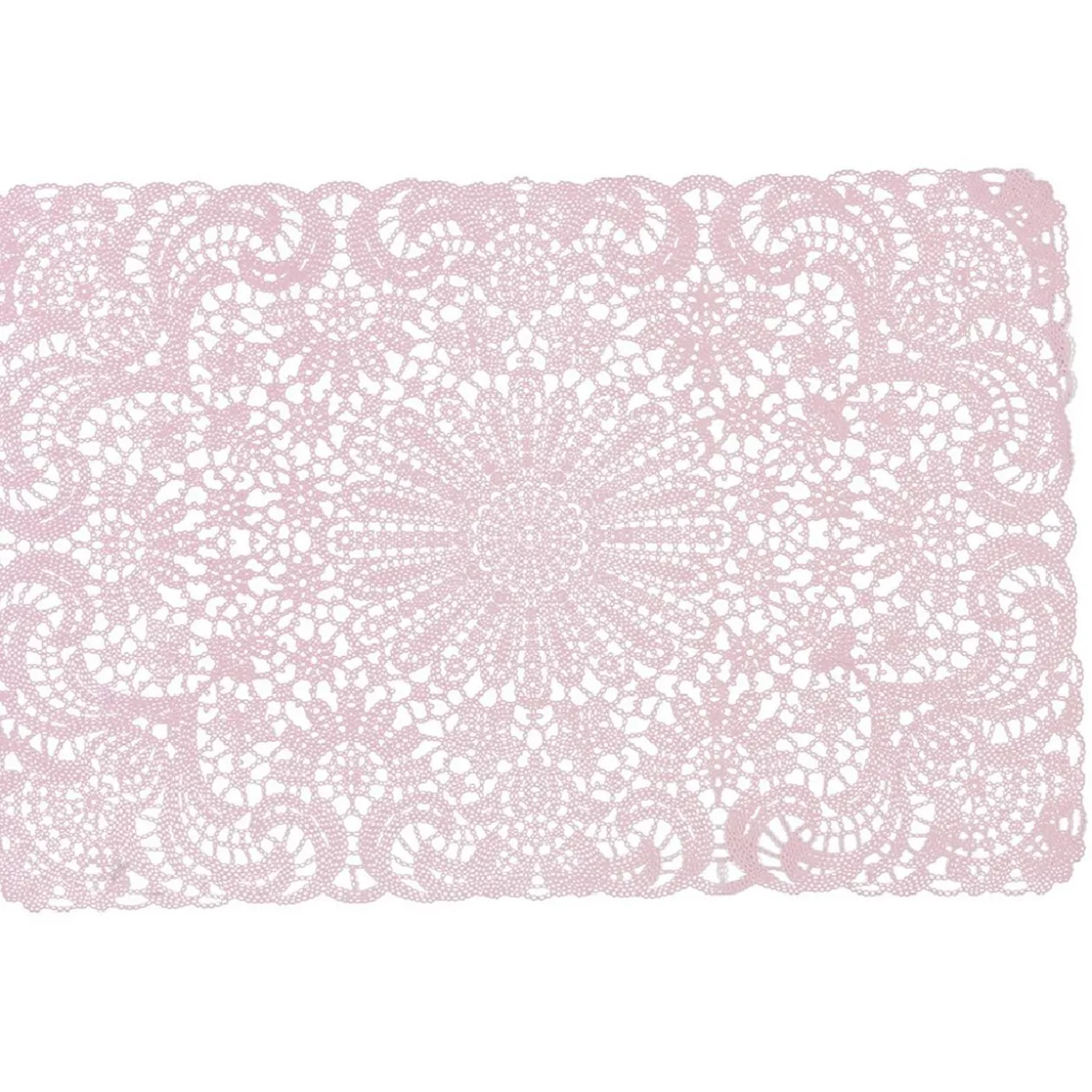 Set de table rectangulaire plastique aspect dentelle uni rose