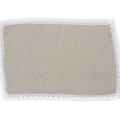 Set de table rectangulaire en coton taupe et bord blanc