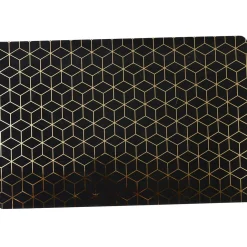 Set de table rectangulaire plastique imprimé géométrique noir doré