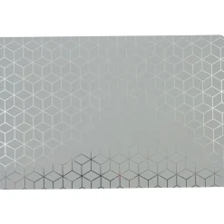 Set de table rectangulaire plastique imprimé géométrique gris argenté