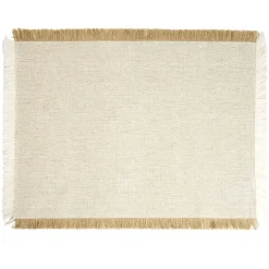 Set de table rectangulaire beige et marron 30x45cm rebord frange