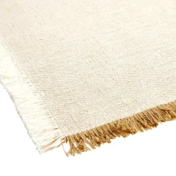 Set de table rectangulaire beige et marron 30x45cm rebord frange