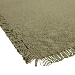 Set de table rectangulaire vert kaki uni 30x45cm rebord frange