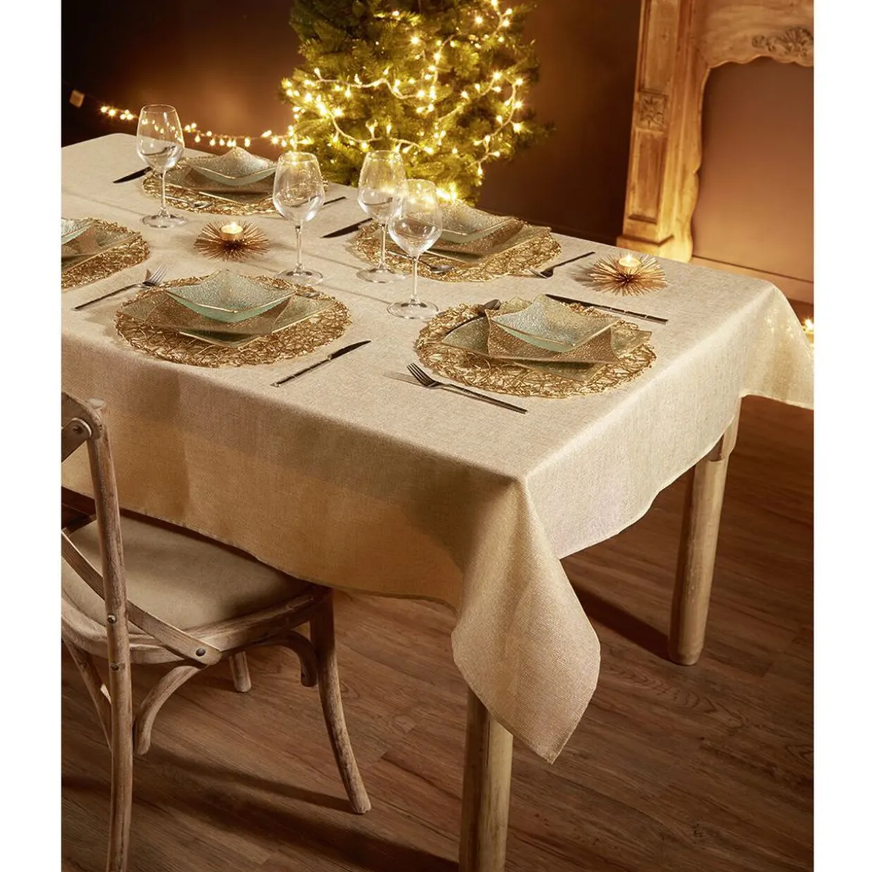 Set de table rond ajouré fil Doré