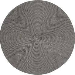 Set de table rond effet paille gris uni ø38 cm