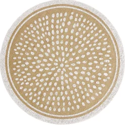 Set de table rond en jute naturel et blanc motif spirale ou pois Ø38cm