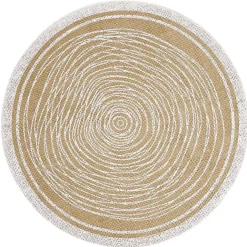 Set de table rond en jute naturel et blanc motif spirale ou pois Ø38cm