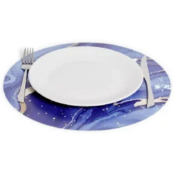 Set de table rond motif marbre rose ou bleu Ø38cm