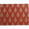 Set de table rouge motifs sapins dorés x10