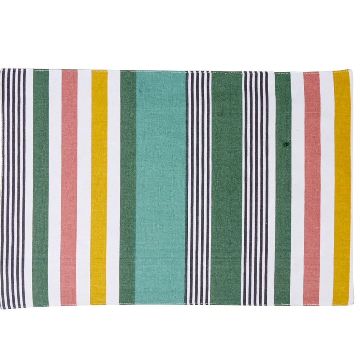 Set de table réversible rayé bayadère vert jaune rose