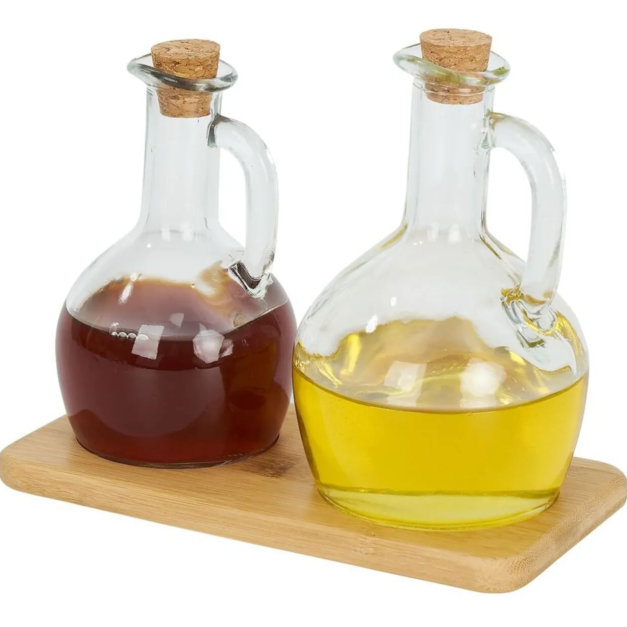 Set huilier et vinaigrier en verre et bouchon bambou