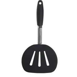 Spatule ajourée en inox et silicone noir