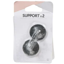 Support de tringle adhésif rond métal noir argenté x2