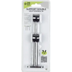 Support double extensible pour tringle noir métal