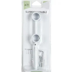 Support double extensible métal blanc brossé argenté