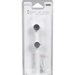 Support double pour tringle blanc métal