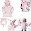 Sweat a capuche enfant 2en1 peluche chat rose 4/6ans