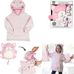 Sweat a capuche enfant 2en1 peluche chat rose 4/6ans