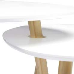 Table basse 2 plateaux gigogne blanc naturel